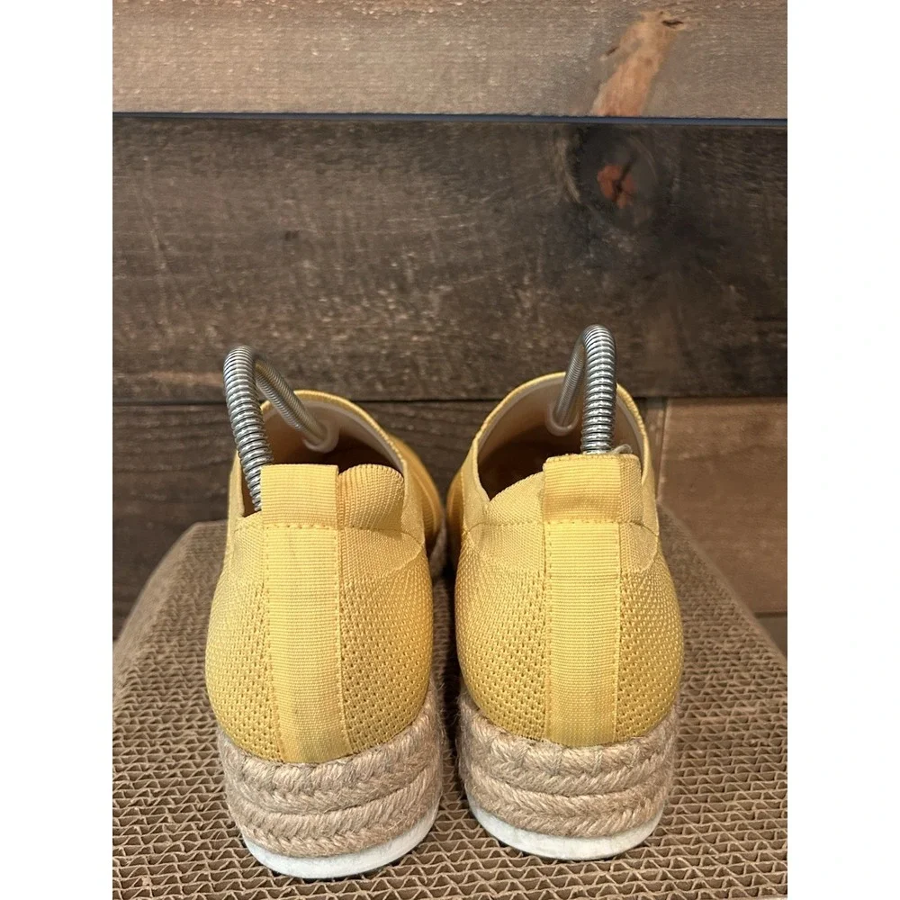 Adrienne Vittadini Sport 8.5 Niko Espadrille Yellow Slip On Shoes Fabric Comfort
